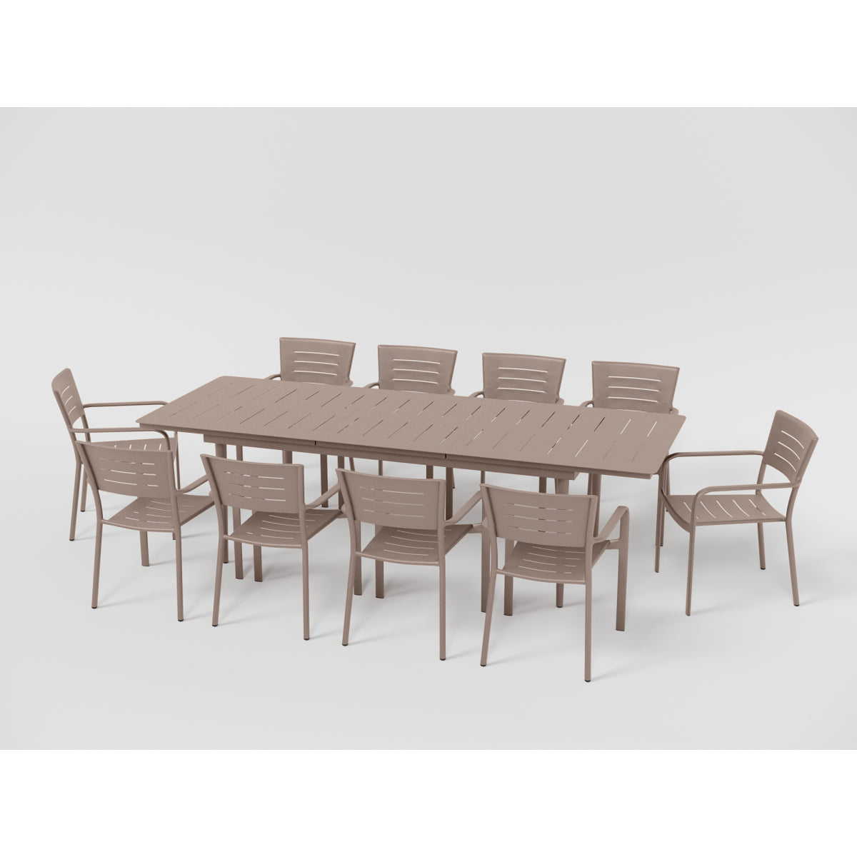 Inari Mesa De Jardín Extensible Rectangular De Aluminio Para 10 Personas Taupe 240x100xh75cm- Mobiliario De Jardín_2