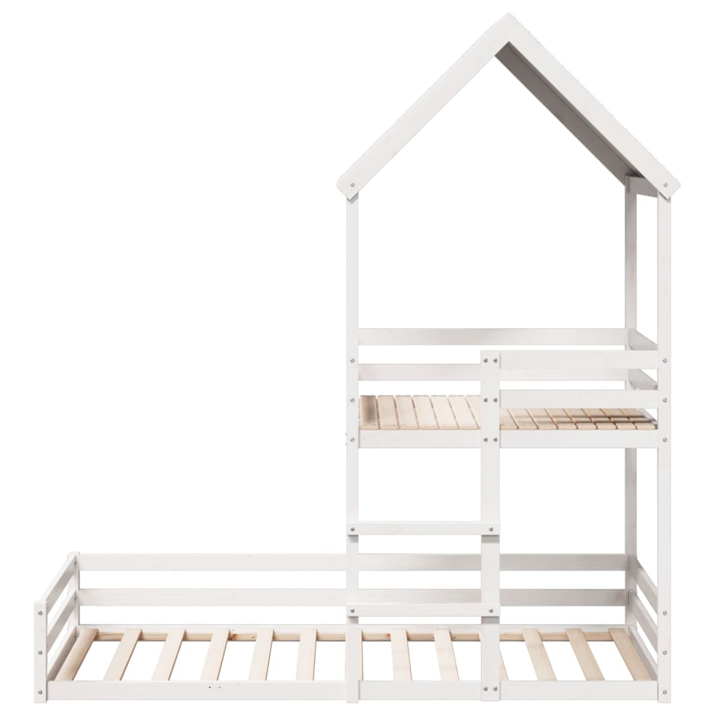 Cama Con Techo Madera Maciza De Pino Blanco 90x200 Cm_3