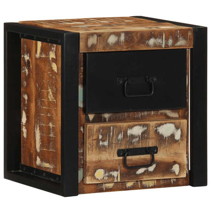 Mesilla De Noche Multicolor 40x35x40 Cm Madera Maciza Reciclada_1