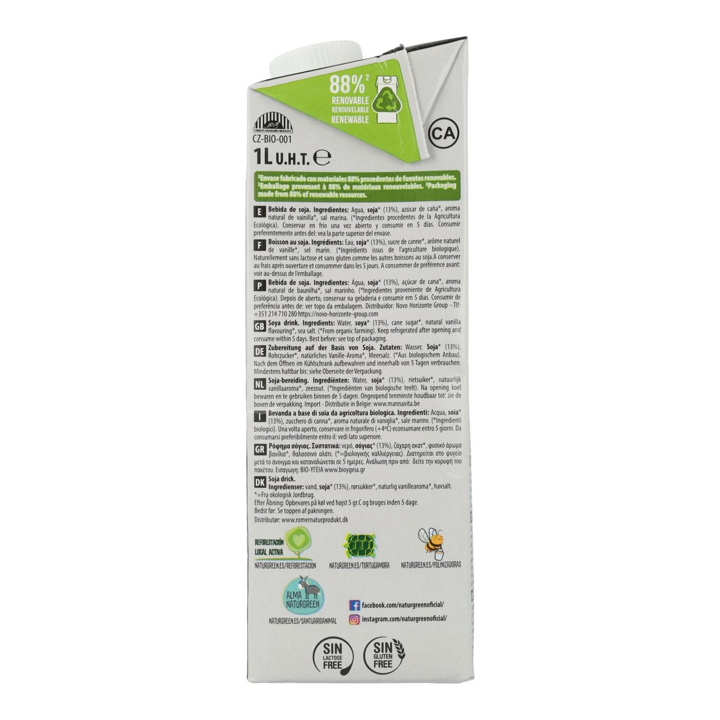 Bebida Vegetal de Proteína de Soja Bio NaturGreen 1 L