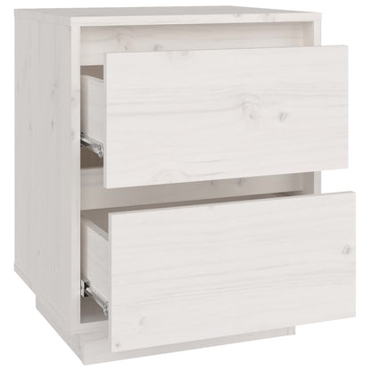 Mesita De Noche Madera Maciza De Pino Blanco 40x35x50 Cm_4