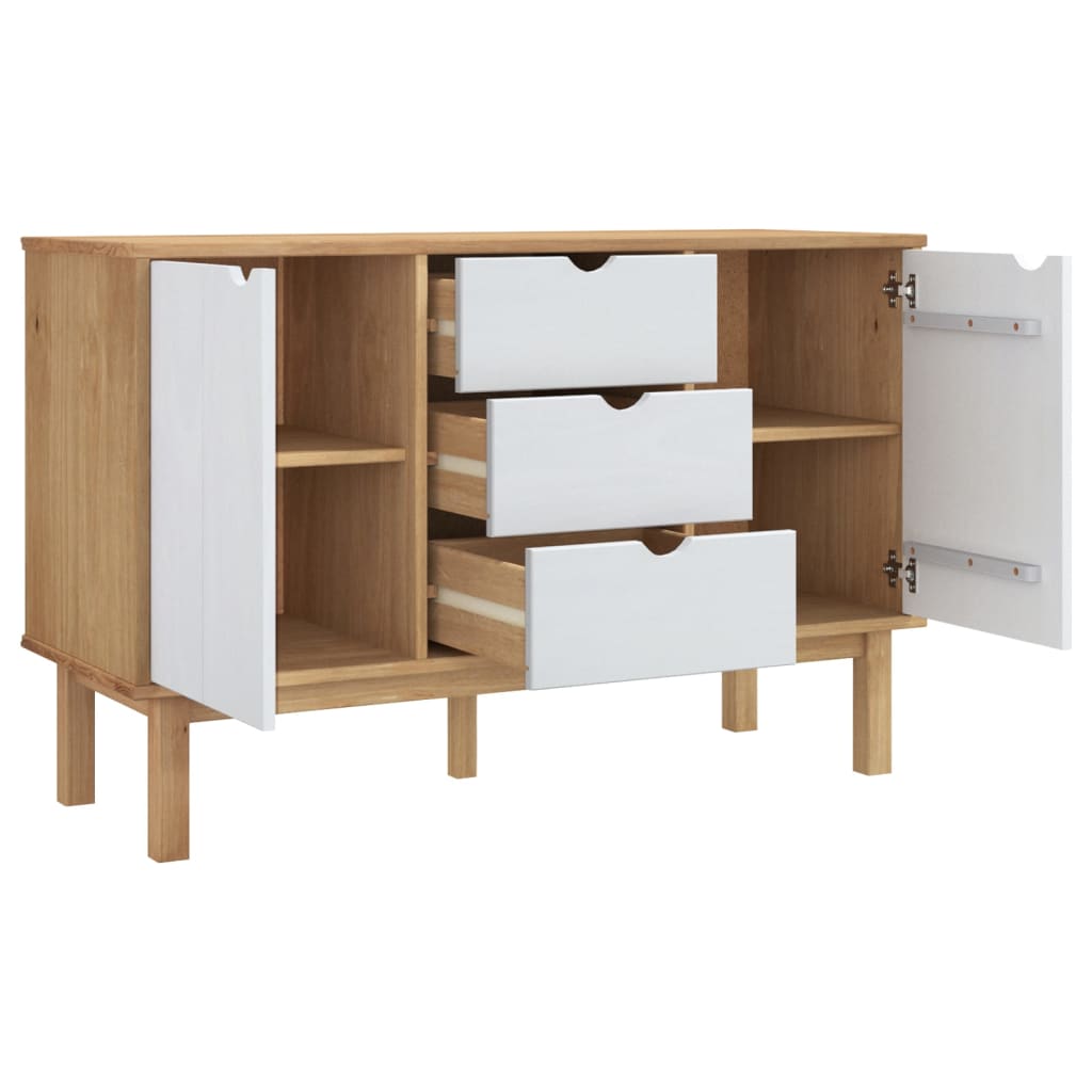 Aparador Otta Madera Maciza Pino Marrón Y Blanco 113,5x43x73 Cm_3