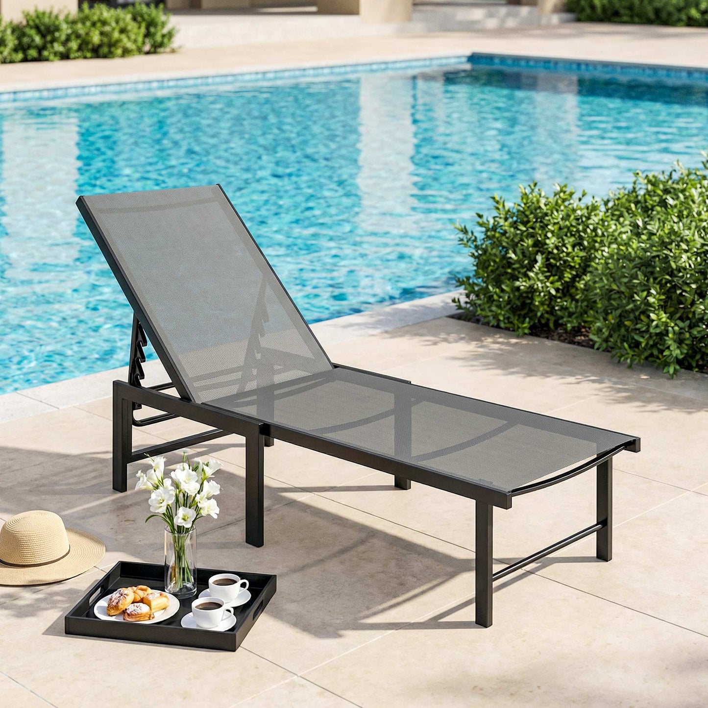 Outsunny Tumbona Jardín Exterior Con Respaldo Ajustable 166x60x84 Cm Gris_1