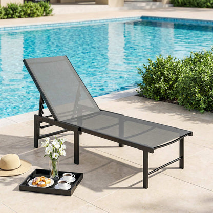 Outsunny Tumbona Jardín Exterior Con Respaldo Ajustable 166x60x84 Cm Gris_1