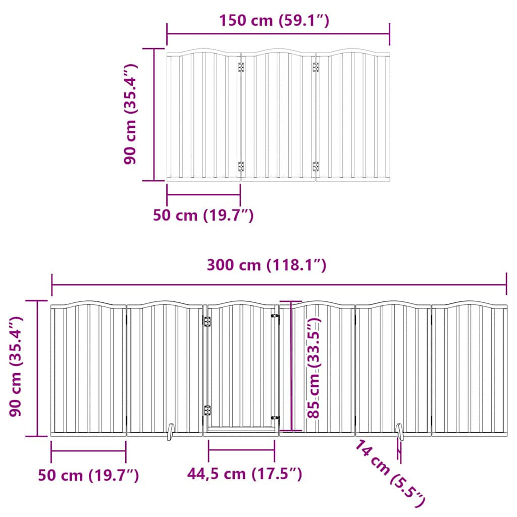 Vidaxl Puerta Para Perros Plegable 9 Paneles Madera Álamo Blanca 450cm_2