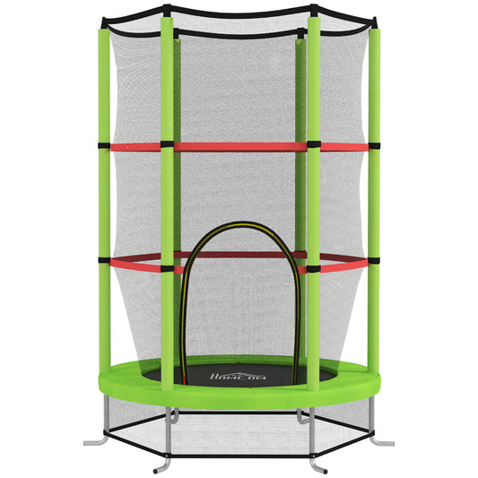 Homcom Cama Elástica Infantil Con Red De Seguridad Ø140x190 Cm Verde_0
