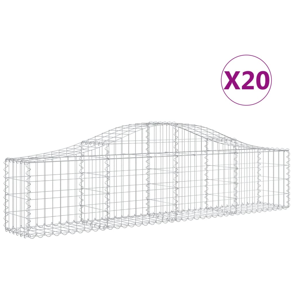 Cestas De Gaviones 20 Uds Forma De Arco Hierro 200x30x40/60 Cm_0