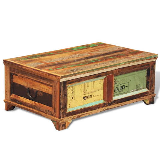 Mesa De Centro Vintage Con Almacenaje Madera Reciclada_0