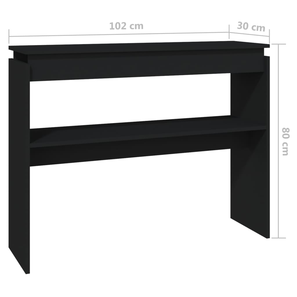Mesa Consola Madera Contrachapada Negro 102x30x80 Cm_4