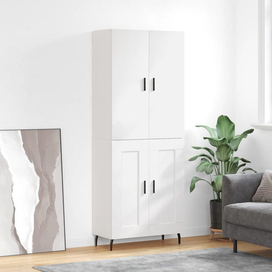 Aparador Alto Madera Contrachapada Blanco Brillo 69,5x34x180 Cm_0