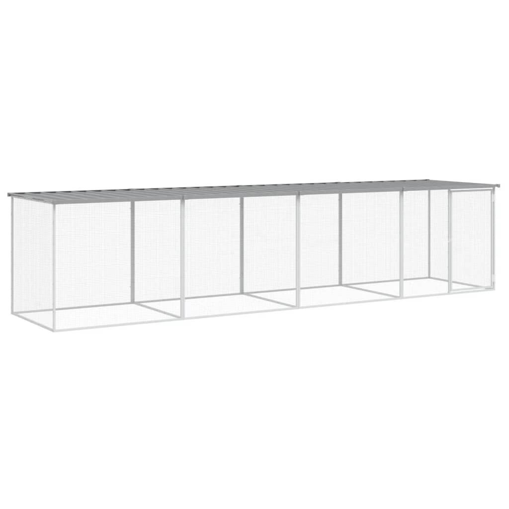 Vidaxl Gallinero Con Techo Acero Galvanizado Gris Claro 403x98x90 Cm_0