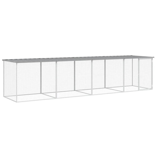 Vidaxl Gallinero Con Techo Acero Galvanizado Gris Claro 403x98x90 Cm_0