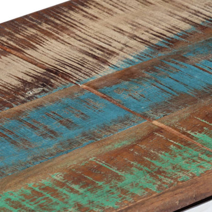 Mesa Consola Acero Inoxidable Madera Maciza Reciclada Plateada_4