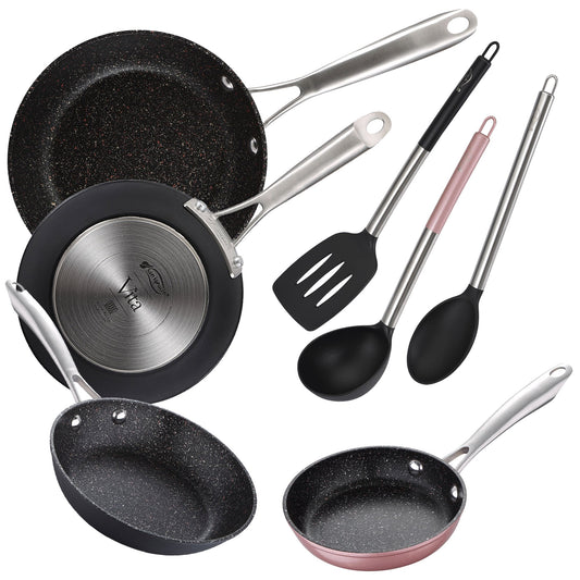 Pack De 4 Sartenes En Aluminio Forjado + Set De Utensilios Básicos De Cocina_0