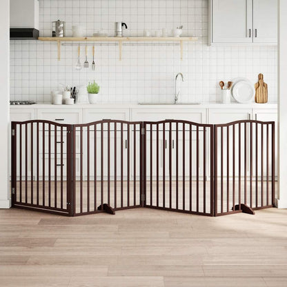 Vidaxl Puerta Para Perros Plegable 4 Paneles Álamo Marrón Roble 320 Cm_1