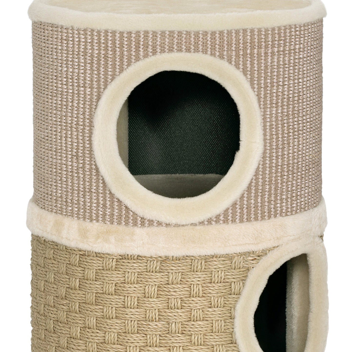 Pawhut Barril Rascador Para Gatos De 2 Niveles 49 Cm Con Cama Caqui Y Café_3