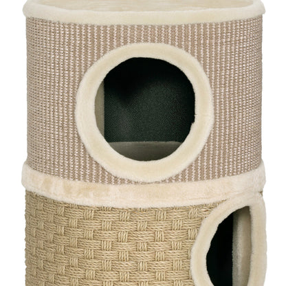 Pawhut Barril Rascador Para Gatos De 2 Niveles 49 Cm Con Cama Caqui Y Café_3