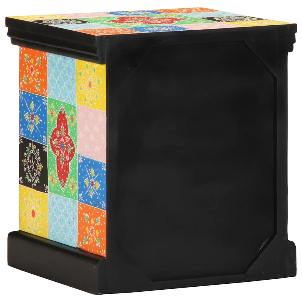 Mesilla De Noche 2uds Multicolor 40x35x45cm Madera Maciza Mango_4