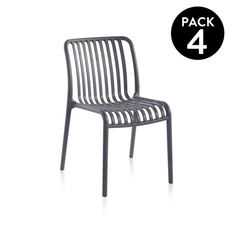 Pack 4 Sillas De Exterior Jamie Polipropileno, Gris, 58 X 80 X 46_0