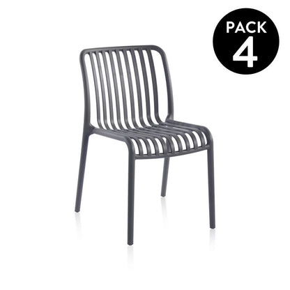 Pack 4 Sillas De Exterior Jamie Polipropileno, Gris, 58 X 80 X 46_0