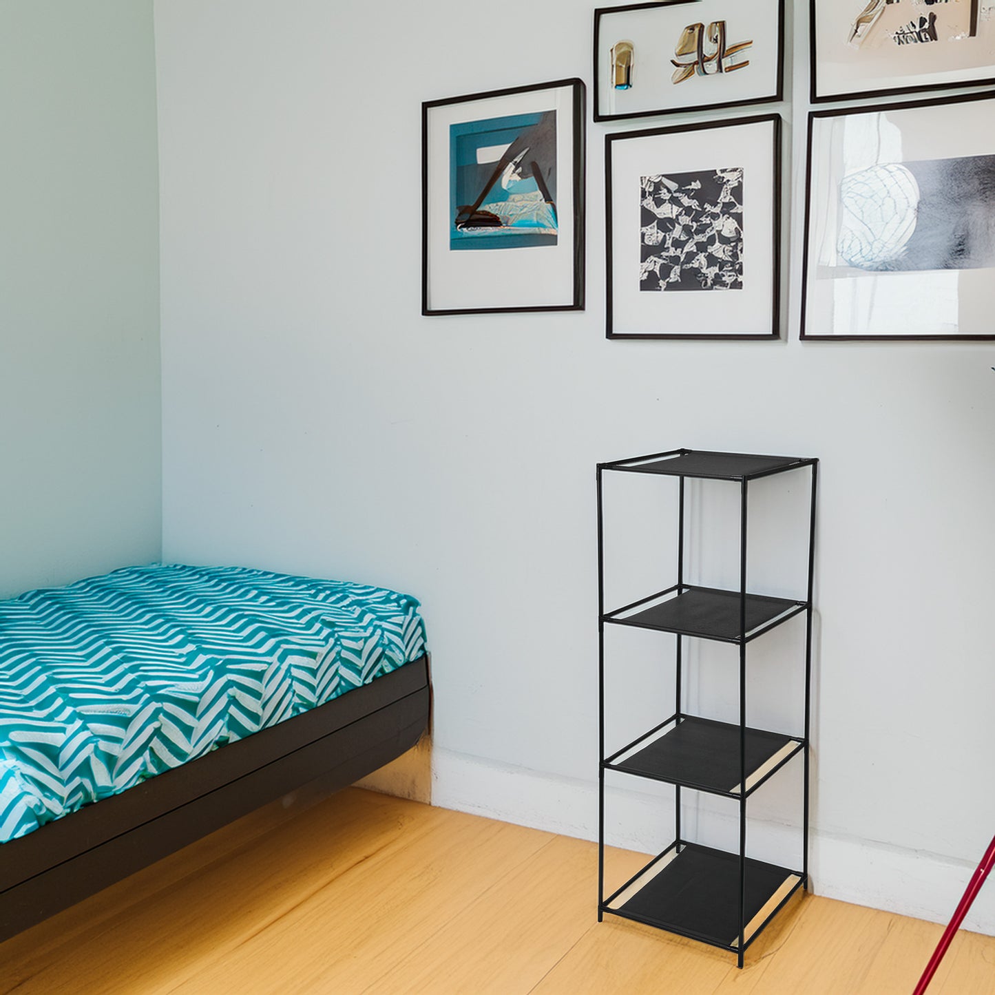 Well Home Estantería Con 3 Compartimentos De Tela Y Tubos Metálicos H.98cm