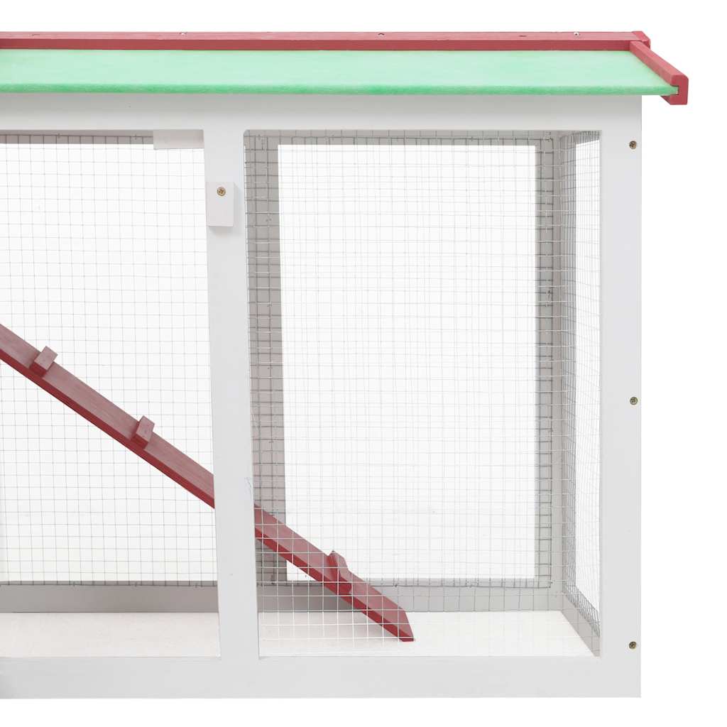 Jaula De Animales Grande Madera Rojo Y Blanco 145x45x84 Cm_4