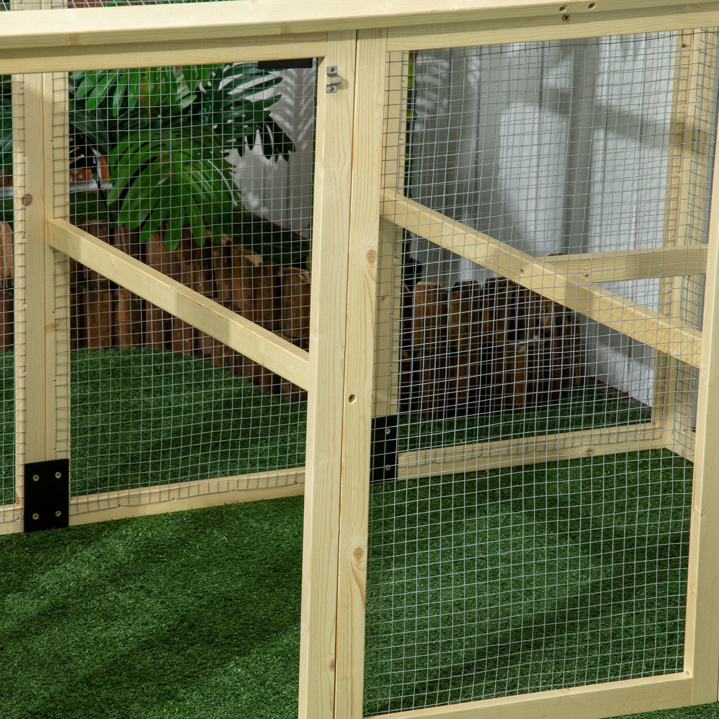 Pawhut Gallinero Para Exterior 140x88,5x106 Cm Para 1-3 Gallinas Madera Natural_3