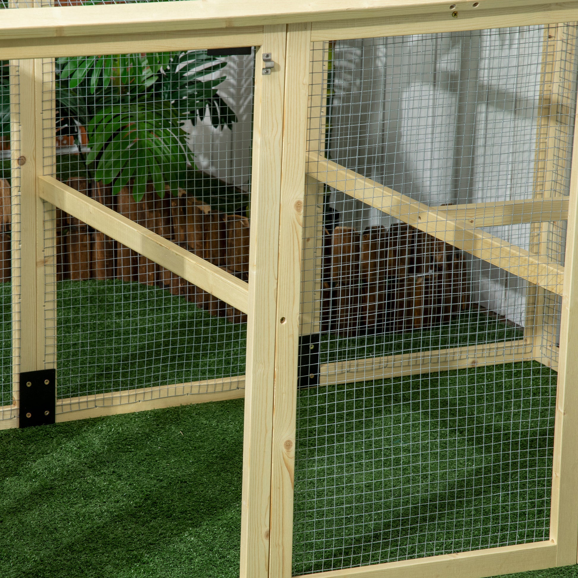 Pawhut Gallinero Para Exterior 140x88,5x106 Cm Para 1-3 Gallinas Madera Natural_3