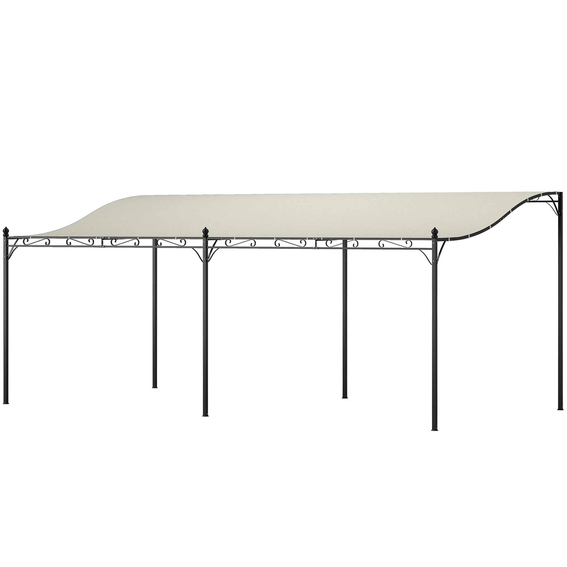 Outsunny Pérgola De Pared 3x6 M Con Techo Inclinado Estructura Metálica Crema_0