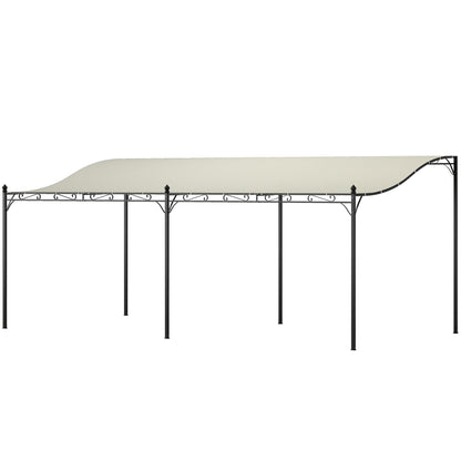 Outsunny Pérgola De Jardín 6x3 M Con Techo De Poliéster Impermeable Crema_0