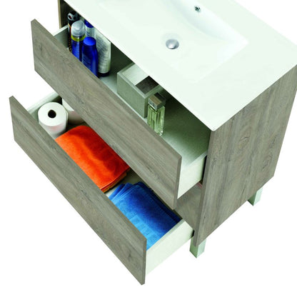 Mueble De Baño Dakota 80 Con Espejo Melamina, Roble, Mueble:80espejo:80 X Mueble:86espejo:57,5 X Mueble: 45cm Espejo: 1,8cm_1