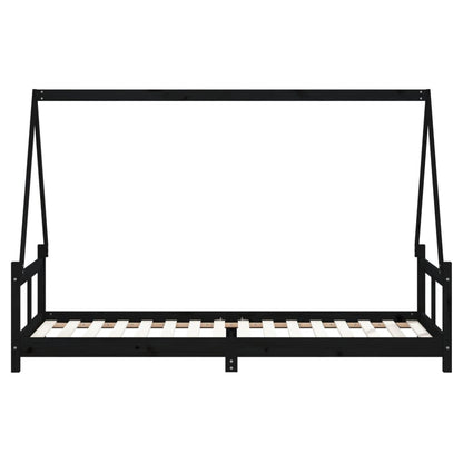 Vidaxl Estructura De Cama Para Niños Madera De Pino Negro 80x200 Cm_4