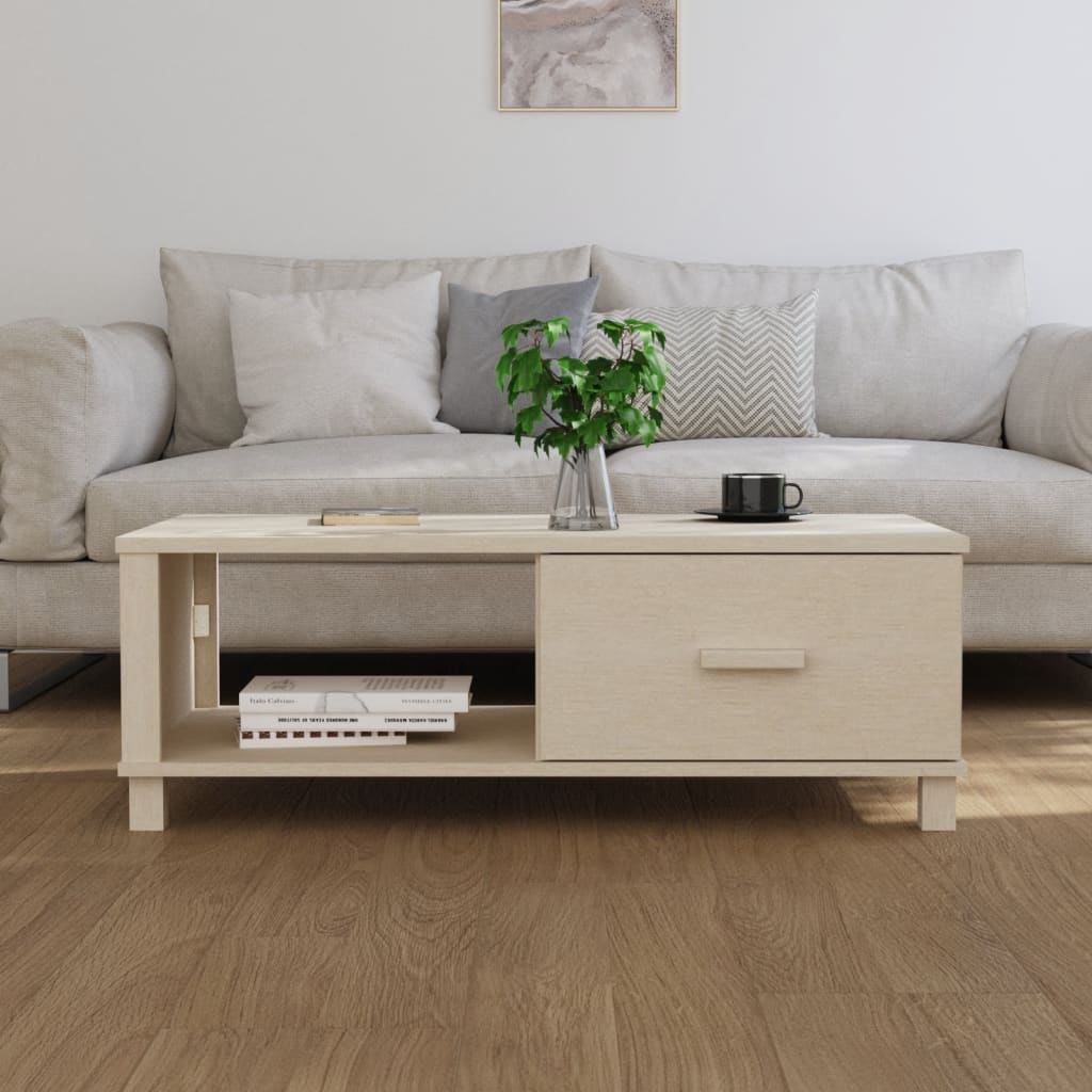 Mesa De Centro Hamar Madera Maciza Pino Marrón Miel 100x55x35cm_1