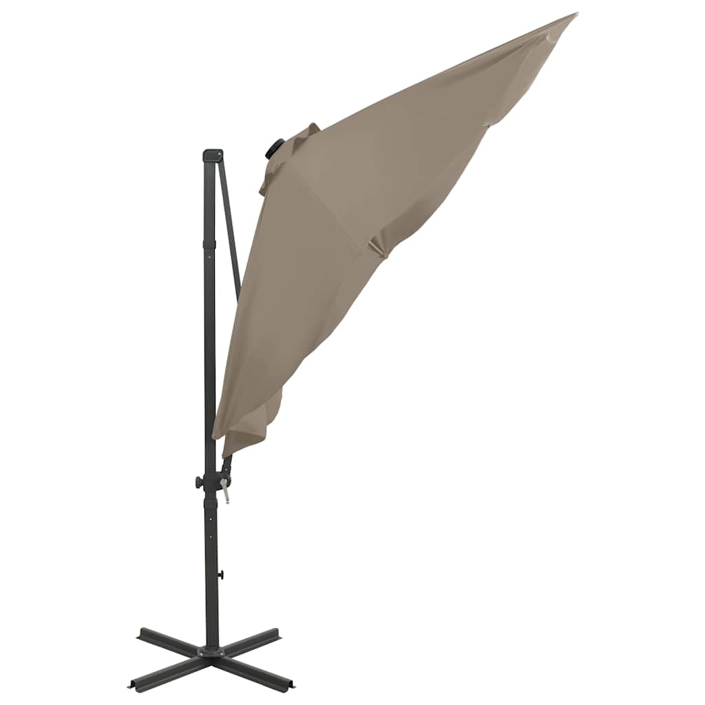 Vidaxl Sombrilla De Jardín Voladiza Con Palo Y Luces Led Taupe 300 Cm_4