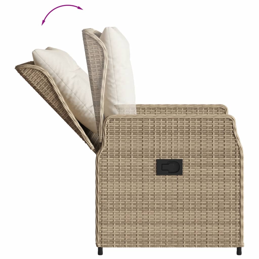 Set Comedor De Jardín 7 Pzas Con Cojines Ratán Sintético Beige / Vetonek_2