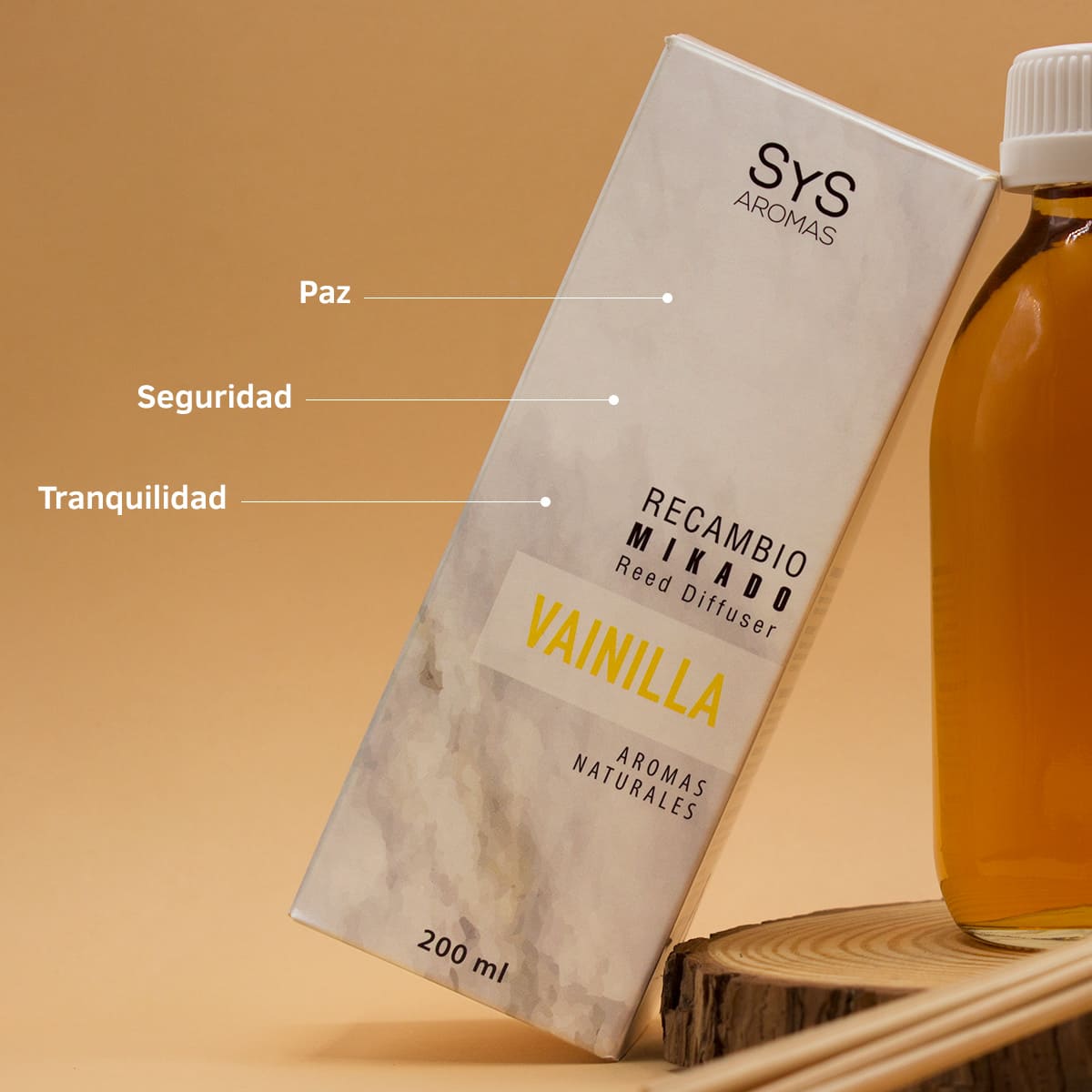 Recambio Mikado Vainilla Mármol SYS Aromas 200 ml | Con Palos | Aroma Dulce y Caramelizado | Reconfortante_2