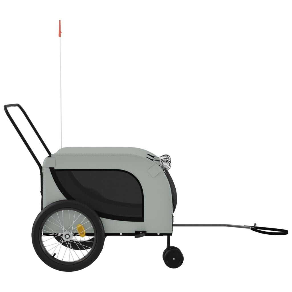 Vidaxl Remolque De Bicicleta Mascotas Hierro Tela Oxford Gris Negro_4