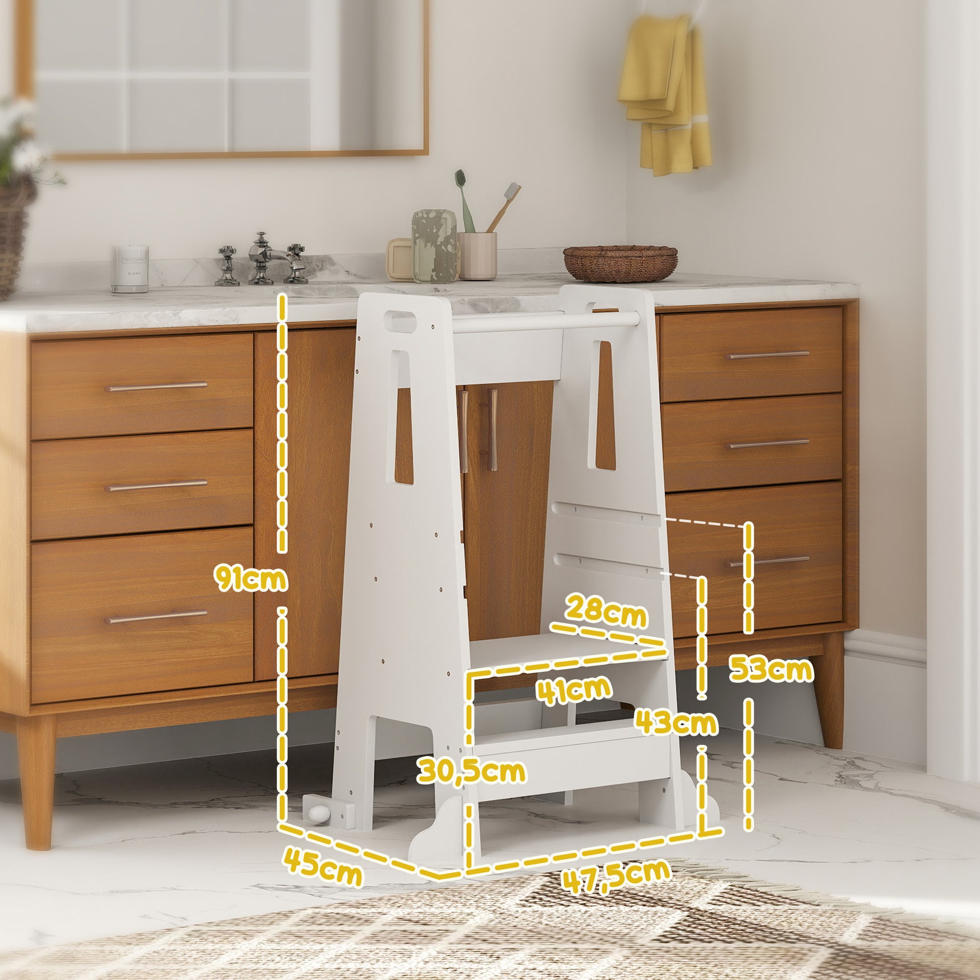 Aiyaplay Torre De Aprendizaje Con Pedal Altura Ajustable 45x47,5x91 Cm Blanco_2