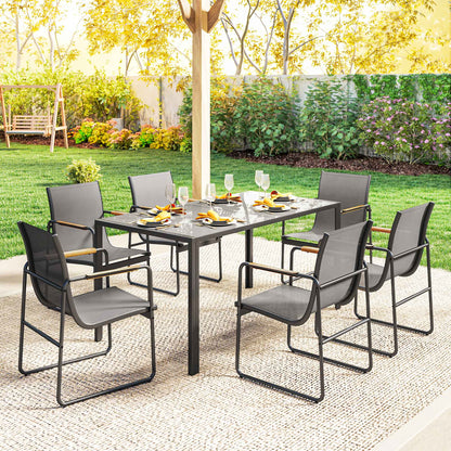 Outsunny Conjunto De Mesa Y Sillas Jardín De 7 Piezas Con Sillas Transpirables_4