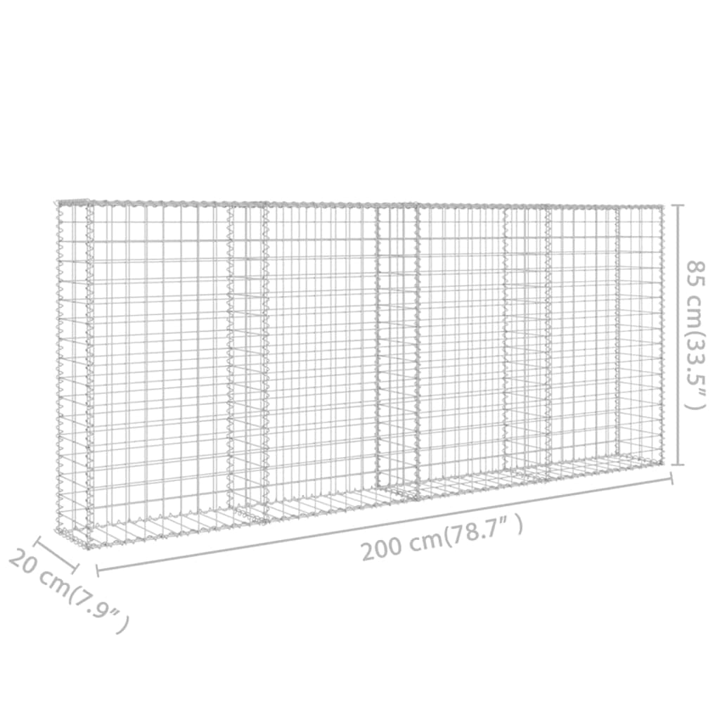 Muro De Gaviones Con Cubiertas Acero Galvanizado 200x20x85 Cm / Vetonek_3