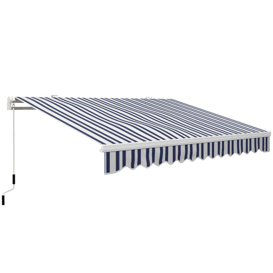 Outsunny Toldo Manual Retráctil 395x245 Cm Ángulo Ajustable Azul Y Blanco_0