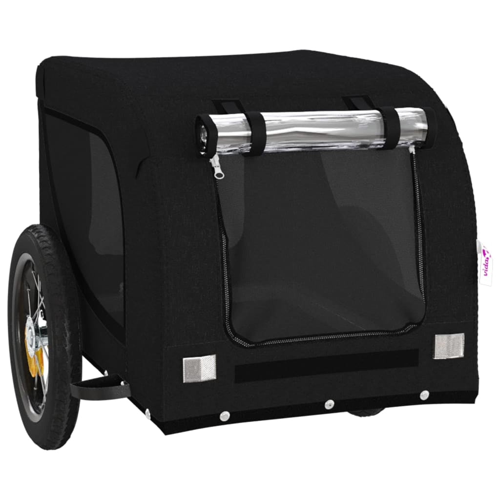 Vidaxl Remolque De Bicicleta Mascotas Hierro Tela Oxford Negro_3