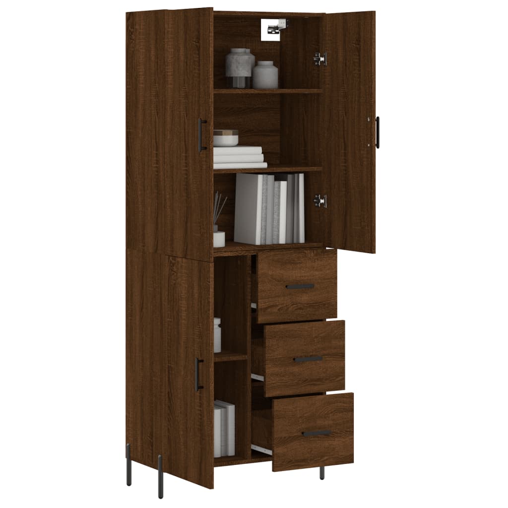 Aparador Alto Madera Contrachapada Marrón Roble 69,5x34x180 Cm_2
