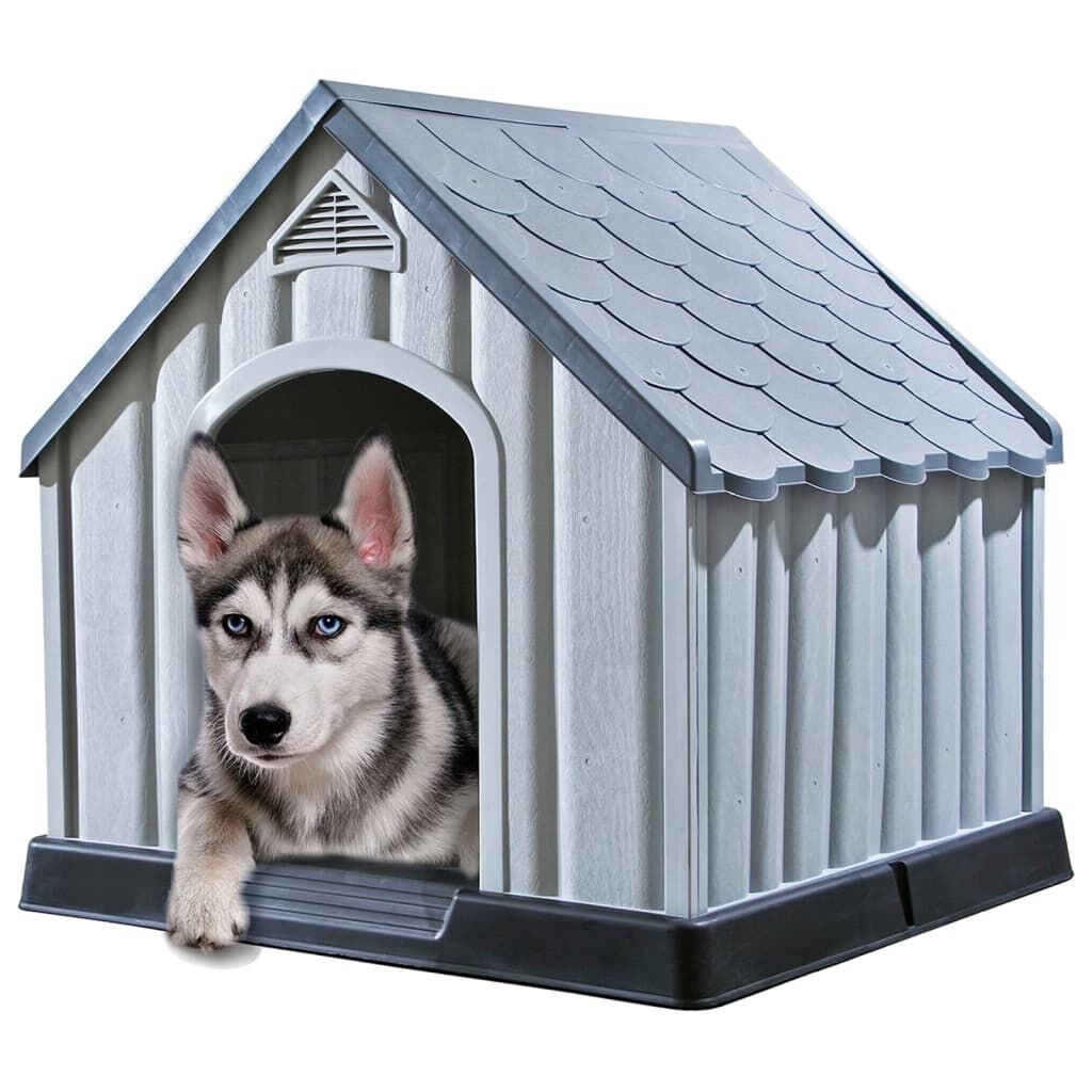 Vidaxl Caseta Para Perros Gris 92x87x91 Cm Plástico_1