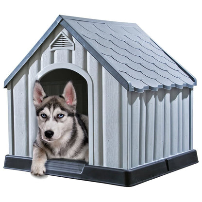 Vidaxl Caseta Para Perros Gris 92x87x91 Cm Plástico_1