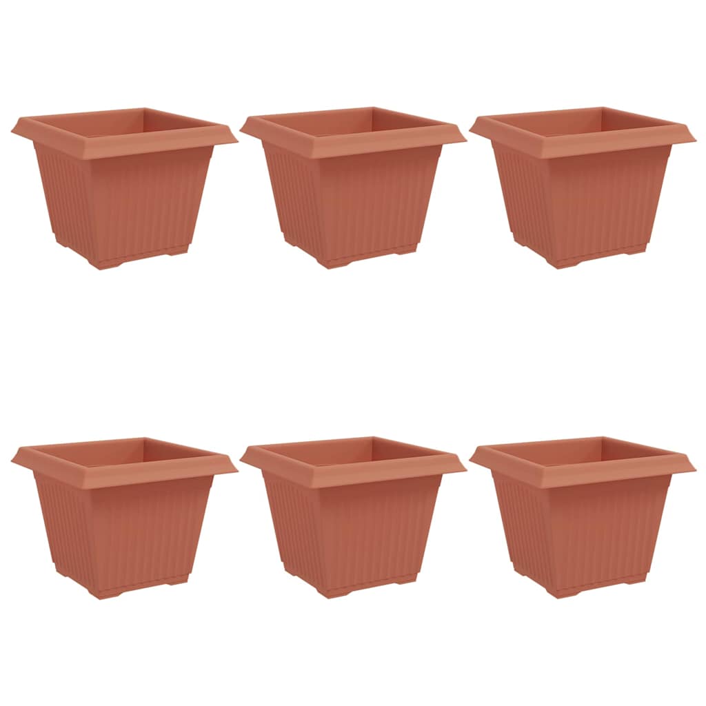 Maceta Cuadrada Para Flores 6 Pcs Rojo Ladrillo Plástico_0