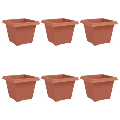 Maceta Cuadrada Para Flores 6 Pcs Rojo Ladrillo Plástico_0