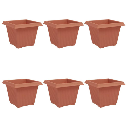 Maceta Cuadrada Para Flores 6 Pcs Rojo Ladrillo Plástico_0