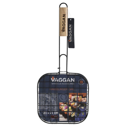 Well Home - Parrilla Grill Mango Madera Y Antiadherente 21x21cm