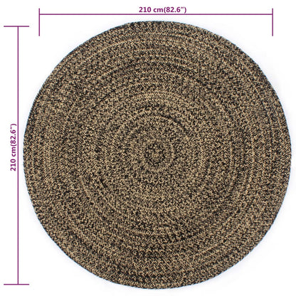 Alfombra Hecha A Mano De Yute Marrón Y Negro 210 Cm / Vetonek_3
